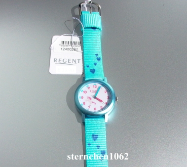 Preview: Regent * Kinderuhr * Ref. 12400280 * Textilband * Pferd/Herzen Motiv * Quarz