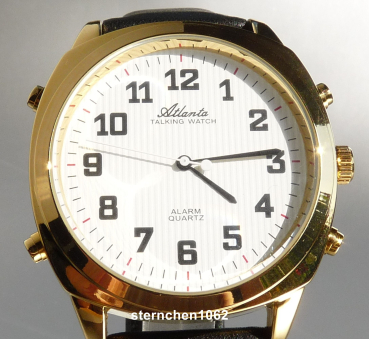 Atlanta * Sprechende Armbanduhr * Chrom IPG * Lederarmband * 3089089