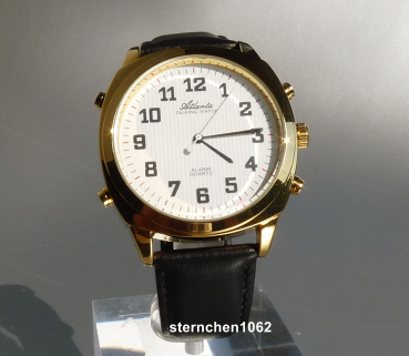 Preview: Atlanta * Sprechende Armbanduhr * Chrom IPG * Lederarmband * 3089089