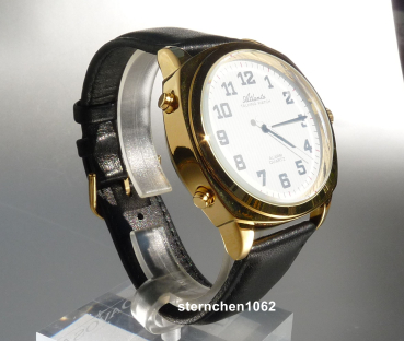 Preview: Atlanta * Sprechende Armbanduhr * Chrom IPG * Lederarmband * 3089089