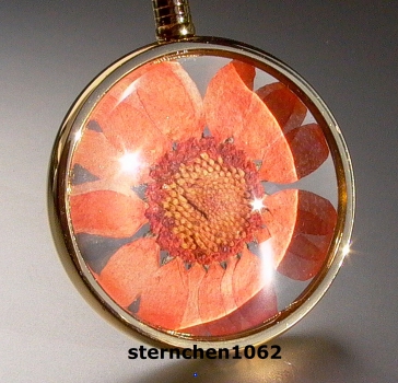 Preview: Blumenkind - Anhänger * Stahl IP Gold * orange Blüte *