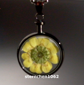 Flower Child Pendant * Steel IP Grey * yellow flower *