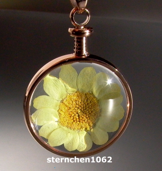 Flower Child Pendant * Steel IP Rose * yellow flower *