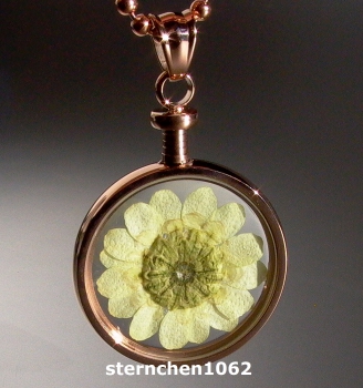 Preview: Blumenkind - Anhänger * Stahl IP Rosé * gelbe Blüte *