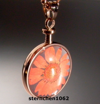 Preview: Blumenkind - Anhänger * Stahl IP Rosé * orange Blüte *