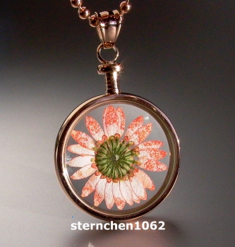 Preview: Blumenkind - Anhänger * Stahl IP Rosé * orange Blüte *