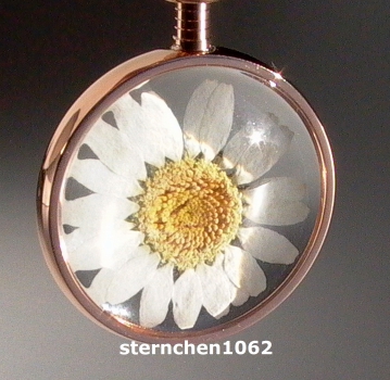 Flower Child Pendant * Steel IP Rose * white flower *
