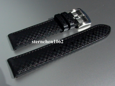 Eulit * EUTec Carbon * Waterproof * Uhrenarmband * Silikon mit Leder * schwarz * 20 mm