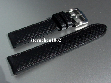 Eulit * EUTec Carbon * Waterproof * Silicone watch strap with Leather * black * 22 mm