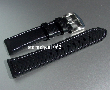 Eulit * EUTec Carbon * Waterproof * Silicone watch strap with Leather * black/white * 24 mm