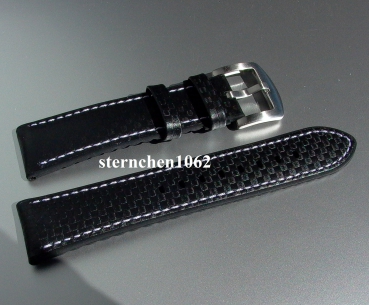 Preview: Eulit * EUTec Carbon * Waterproof * Silicone watch strap with Leather * black/white * 20 mm