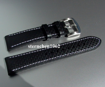 Eulit * EUTec Carbon * Waterproof * Silicone watch strap with Leather * black/white * 22 mm