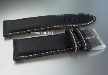 Eulit * Leather watch strap * Imola * black * 20 mm XL