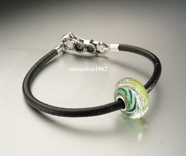 Preview: Trollbeads * Lederarmband Single, Schwarz * 22 cm