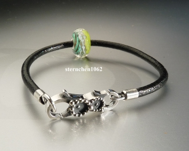 Preview: Trollbeads * Lederarmband Single, Schwarz * 21 cm