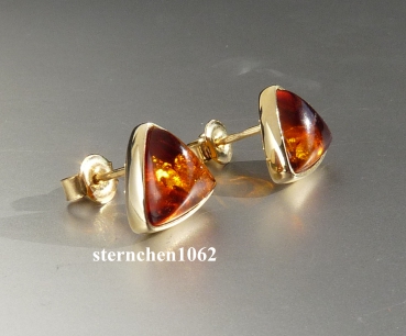 Preview: Ohrringe * Ohrstecker * 375 Gold * Bernstein