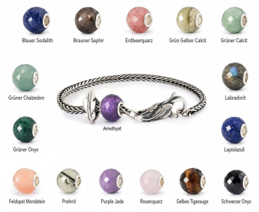 Trollbeads * Phönix Armband + runder facettierter Edelstein, frei wählbar *