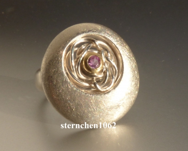 Unique * Ring * 925 Silver * 750 Gold * pink Sapphire