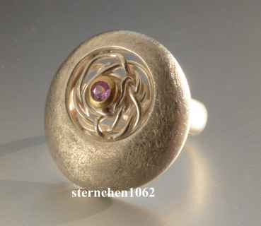 Preview: Einzelstück * Ring * 925 Silber * 750 Gold * rosa Saphir