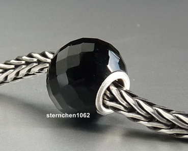 Preview: Trollbeads * Runder Schwarzer Onyx, Facettiert * 01