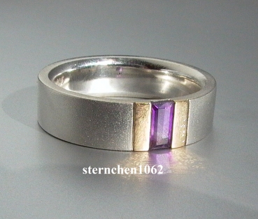 Unique * Ring * 925 Silver * 585 Gold * Amethyst