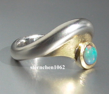 Einzelstück * Ring * 925 Silber * 585 Gold * Opal