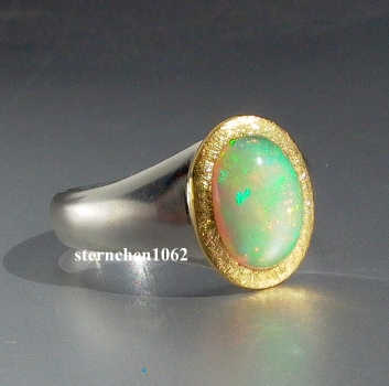 Einzelstück * Ring * 925 Silber * 24 ct Gold * Opal