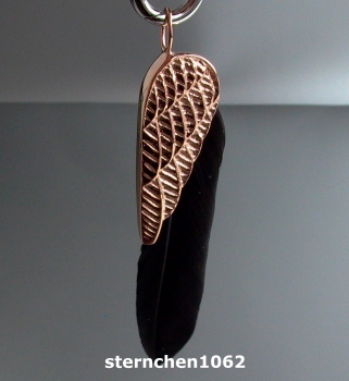 Dreamfeather Pendant * stainless steel IP rose * black feather * 7,5 cm