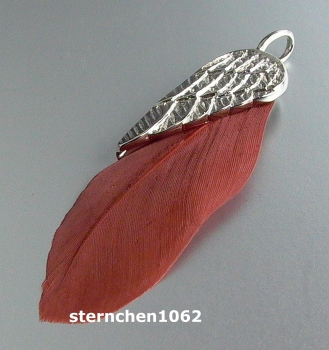 Dreamfeather Pendant * stainless steel * brown feather * 5,5 cm