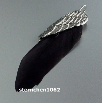 Dreamfeather Pendant * stainless steel * black feather * 5,5 cm