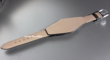Preview: Eulit * Lederband für Uhren * Uhrenarmband * Unterlageband * schwarz * 24 mm