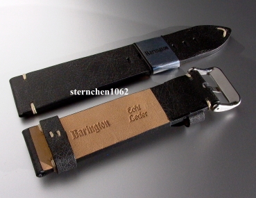 Barington * Lederband für Uhren * Uhrenarmband * Vintage * schwarz * 20 mm