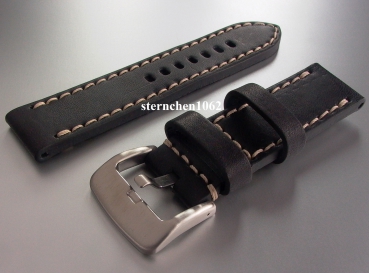 Barington * Lederband für Uhren * Uhrenarmband * Aeronautica * schwarz * 24 mm