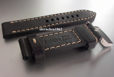 Barington * Lederband für Uhren * Uhrenarmband * Aeronautica * schwarz * 26 mm