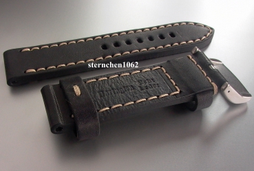 Preview: Barington * Lederband für Uhren * Uhrenarmband * Aeronautica * schwarz * 22 mm