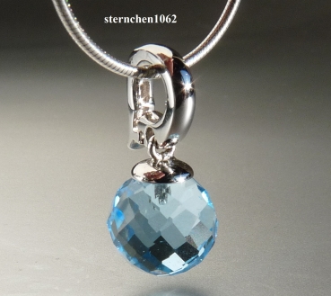 Preview: Clip-Anhänger * 585 Weißgold * Blautopas