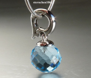 Preview: Clip-Anhänger * 585 Weißgold * Blautopas