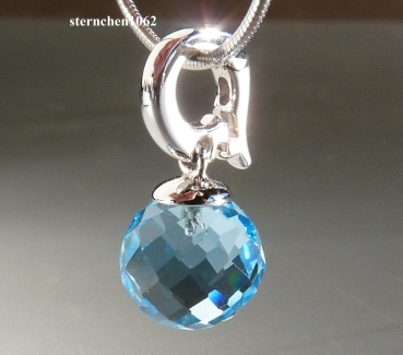 Preview: Clip-Anhänger * 585 Weißgold * Blautopas