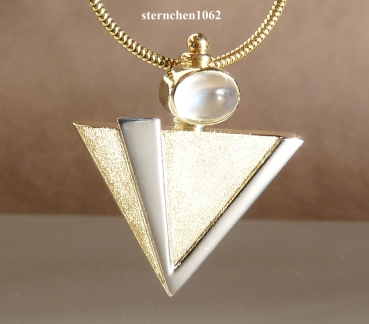 Handarbeit * Anhänger * Mondstein * 585 Weiß- und Gelbgold