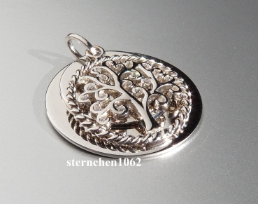Preview: Anhänger Lebensbaum  * mit Gravurplatten * Zirkonia * 925 Silber rhodiniert