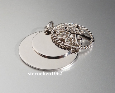 Preview: Anhänger Lebensbaum  * mit Gravurplatten * Zirkonia * 925 Silber rhodiniert