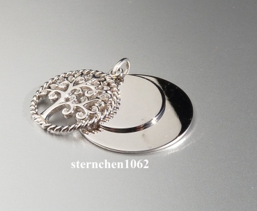 Preview: Anhänger Lebensbaum  * mit Gravurplatten * Zirkonia * 925 Silber rhodiniert