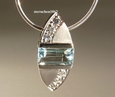 Anhänger * Aquamarin * Brillant * 750 Weißgold