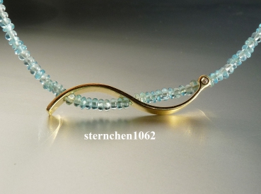 Preview: Ausgefallene Edelstein Kette * facettierter Apatit * Brillant * 585 Gold * 925 Silber