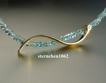 Preview: Ausgefallene Edelstein Kette * facettierter Apatit * Brillant * 585 Gold * 925 Silber