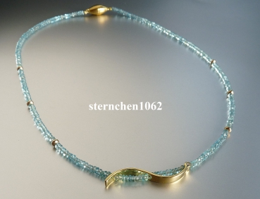 Gemstone Necklaces * Apatite * Brilliant * 925 Silvere * 585 Gold