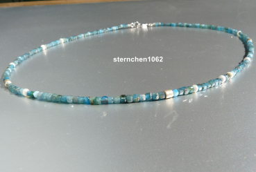 Preview: Ausgefallene Edelstein Kette * facettierter Apatit * Perlen * 925 Silber
