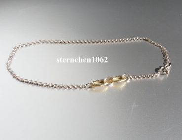 Preview: Fußkette * 925 Silber * mit Zwichenteil gold plattiert  * 25 cm