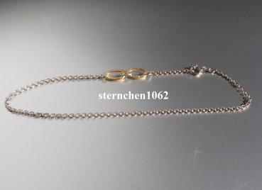 Preview: Fußkette * 925 Silber * mit Zwichenteil gold plattiert  * 25 cm