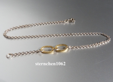 Preview: Fußkette * 925 Silber * mit Zwichenteil gold plattiert  * 25 cm